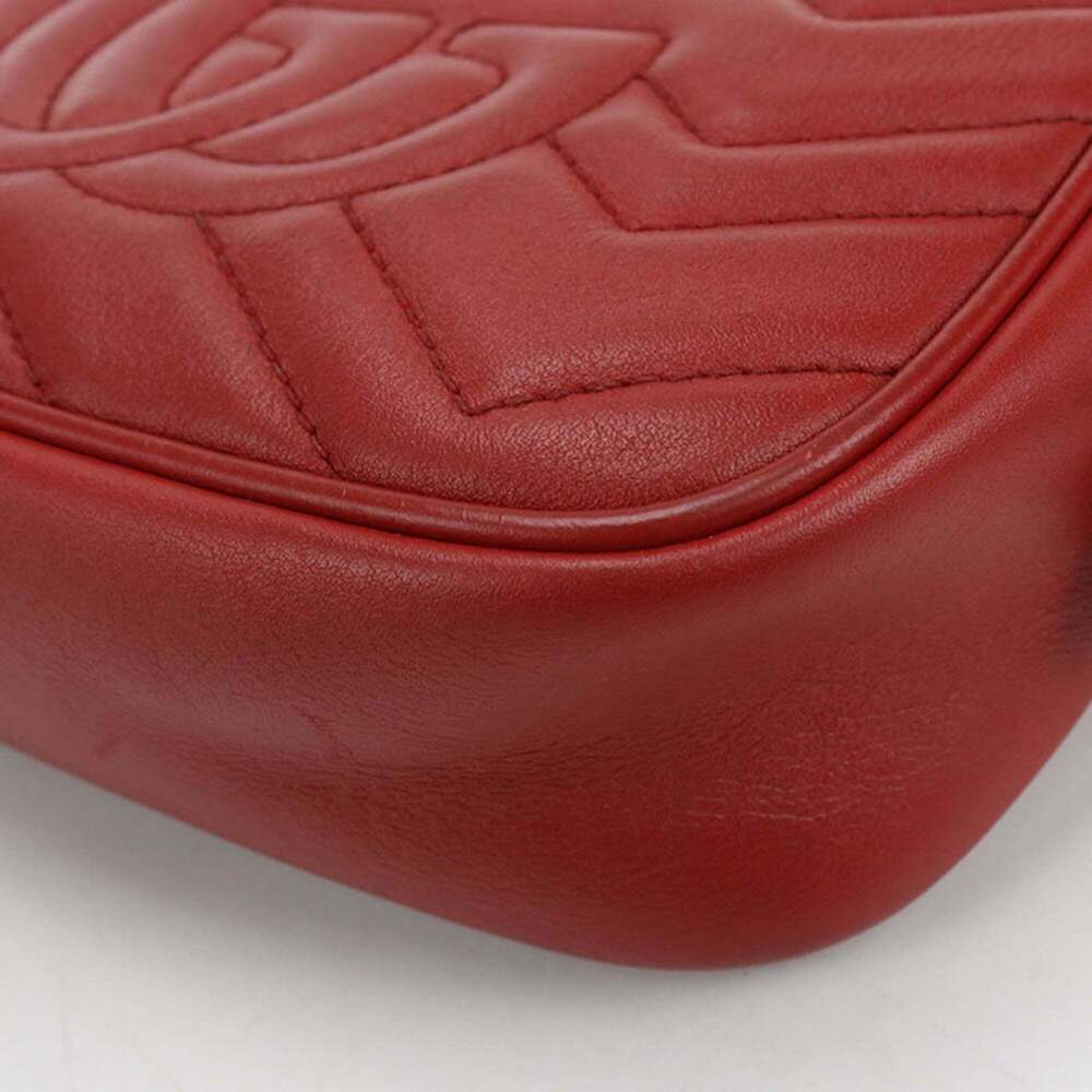 GUCCI Red GG Marmont Shoulder Bag - Picture 7 of 9